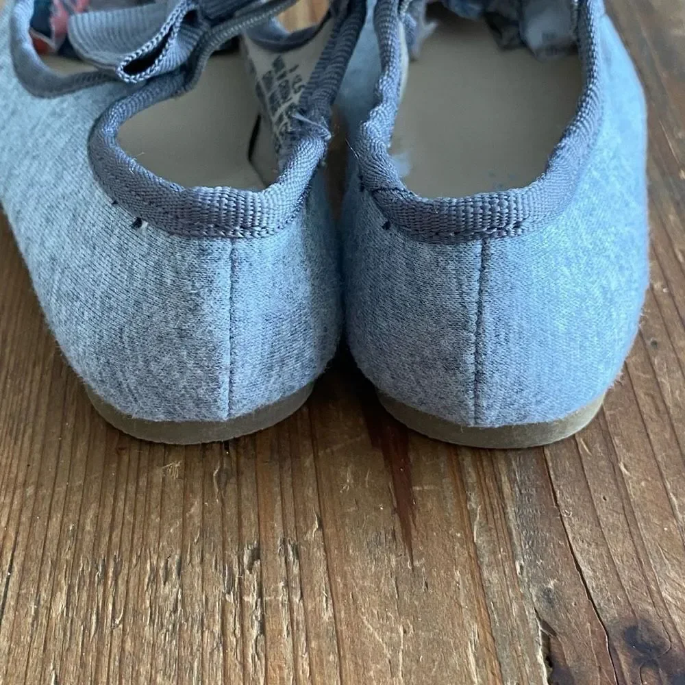 Old Navy Gray Fabric Ballet Slip On Bow  Top Shoe Toddler Size 5